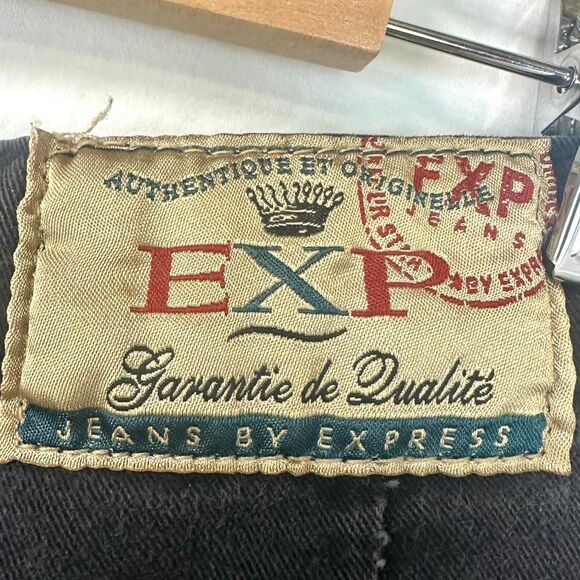 EXPRESS Vintage 90s‎ No 4 EXP Black Denim High Rise Tapered Jeans Womens 7/8 Y2K - Picture 6 of 8